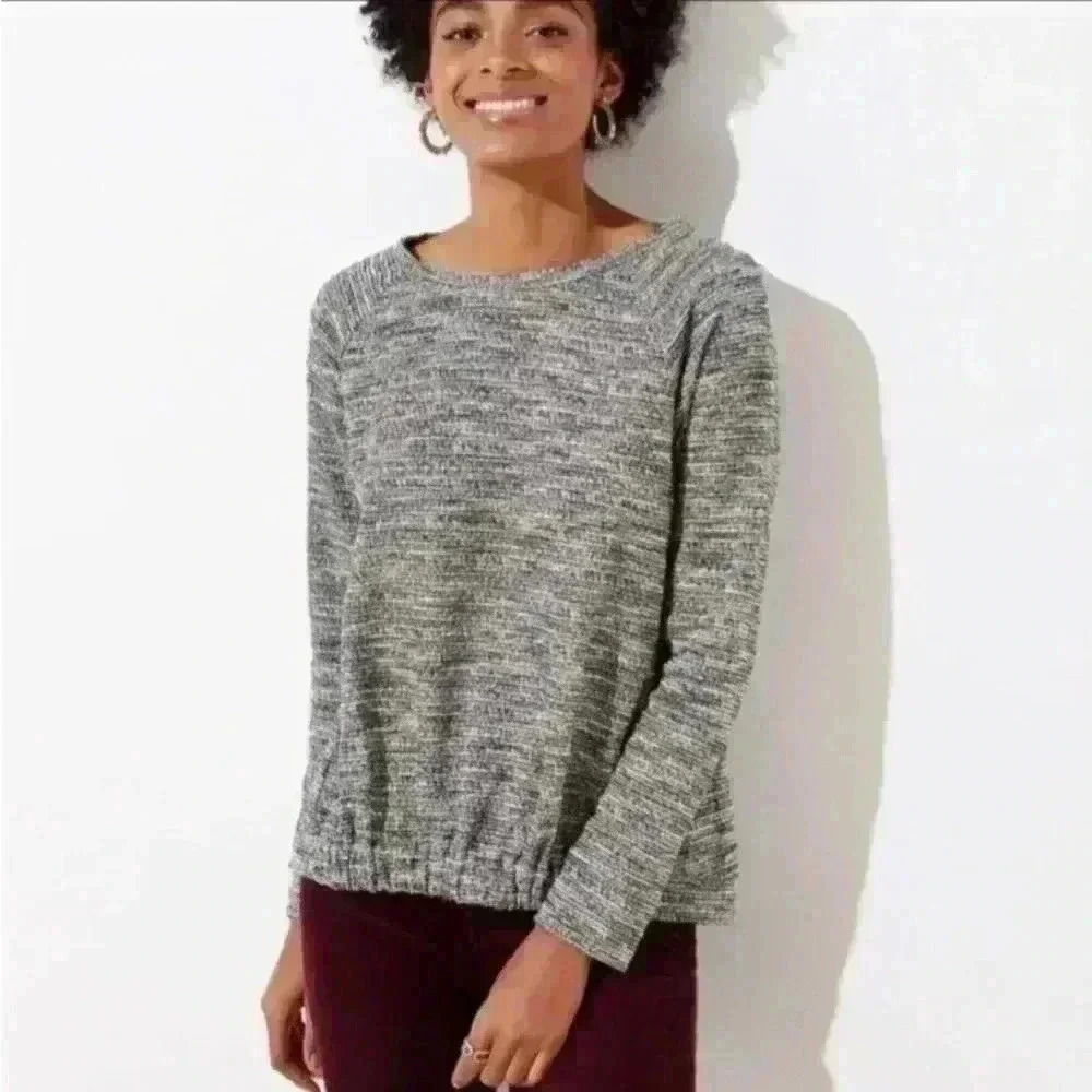 LOFT Boucle Multicolored Cotton Blend Pullover Sweater Size MP